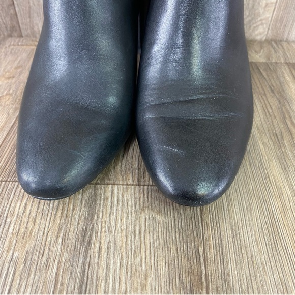Ralph Lauren Marleigh Womens 11 Black Leather Heeled Booties Ankle Boots Zip Up - Picture 6 of 9